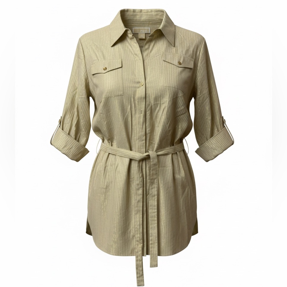 Michael Kors Beige Tunic with Gold Stripes